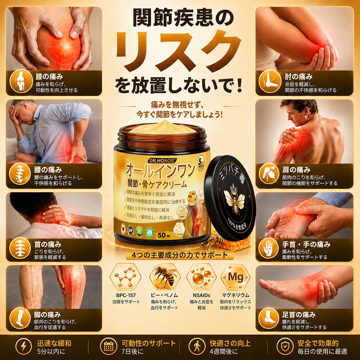 JP DR.HONOR® オールインワン 関節＆骨サポートクリーム🎉🎉 （中高年の方のために特別設計）