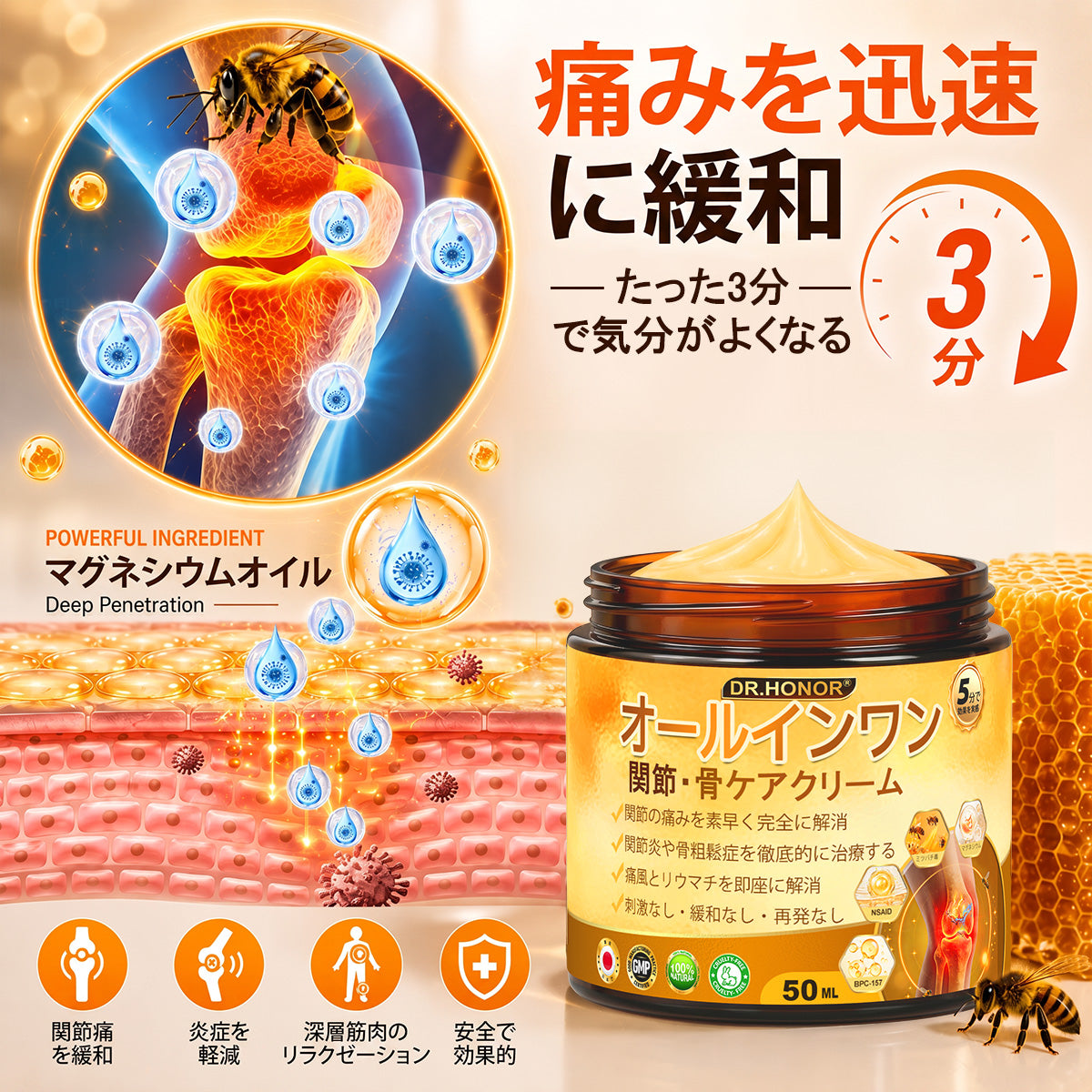 JP DR.HONOR® オールインワン 関節＆骨サポートクリーム🎉🎉 （中高年の方のために特別設計）
