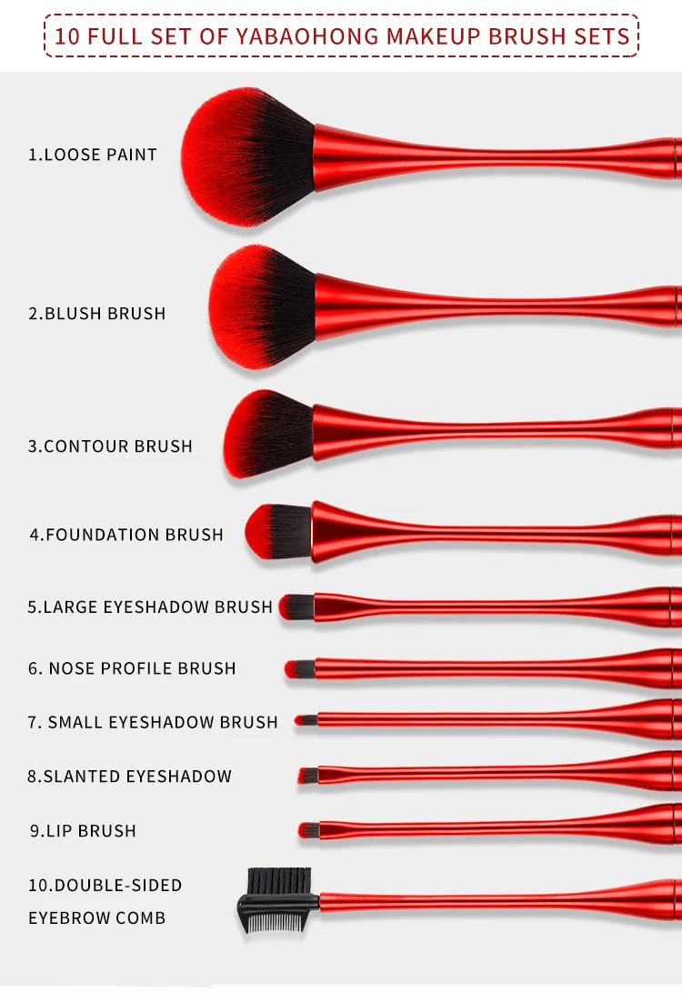 Makeup Brushes Set,Portable Makeup Brush Set Professional Gold Premium Foundation Brush Powder Concealers Eye Shadows Blush10PCS