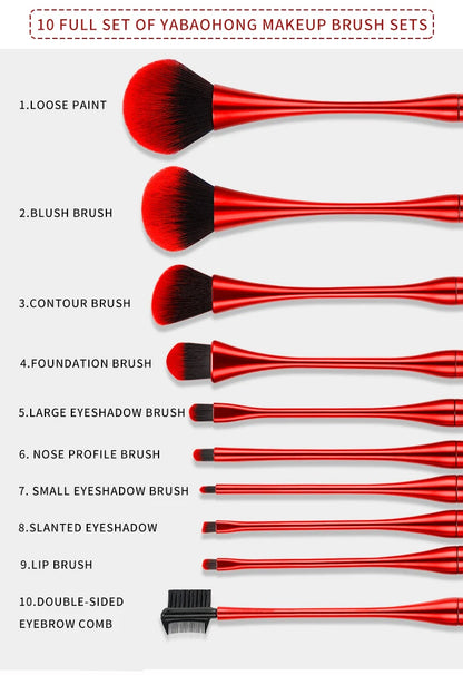 Makeup Brushes Set,Portable Makeup Brush Set Professional Gold Premium Foundation Brush Powder Concealers Eye Shadows Blush10PCS