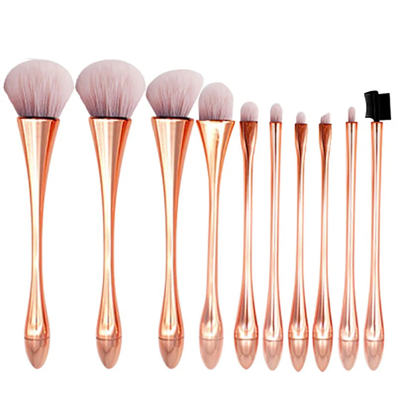 Makeup Brushes Set,Portable Makeup Brush Set Professional Gold Premium Foundation Brush Powder Concealers Eye Shadows Blush10PCS